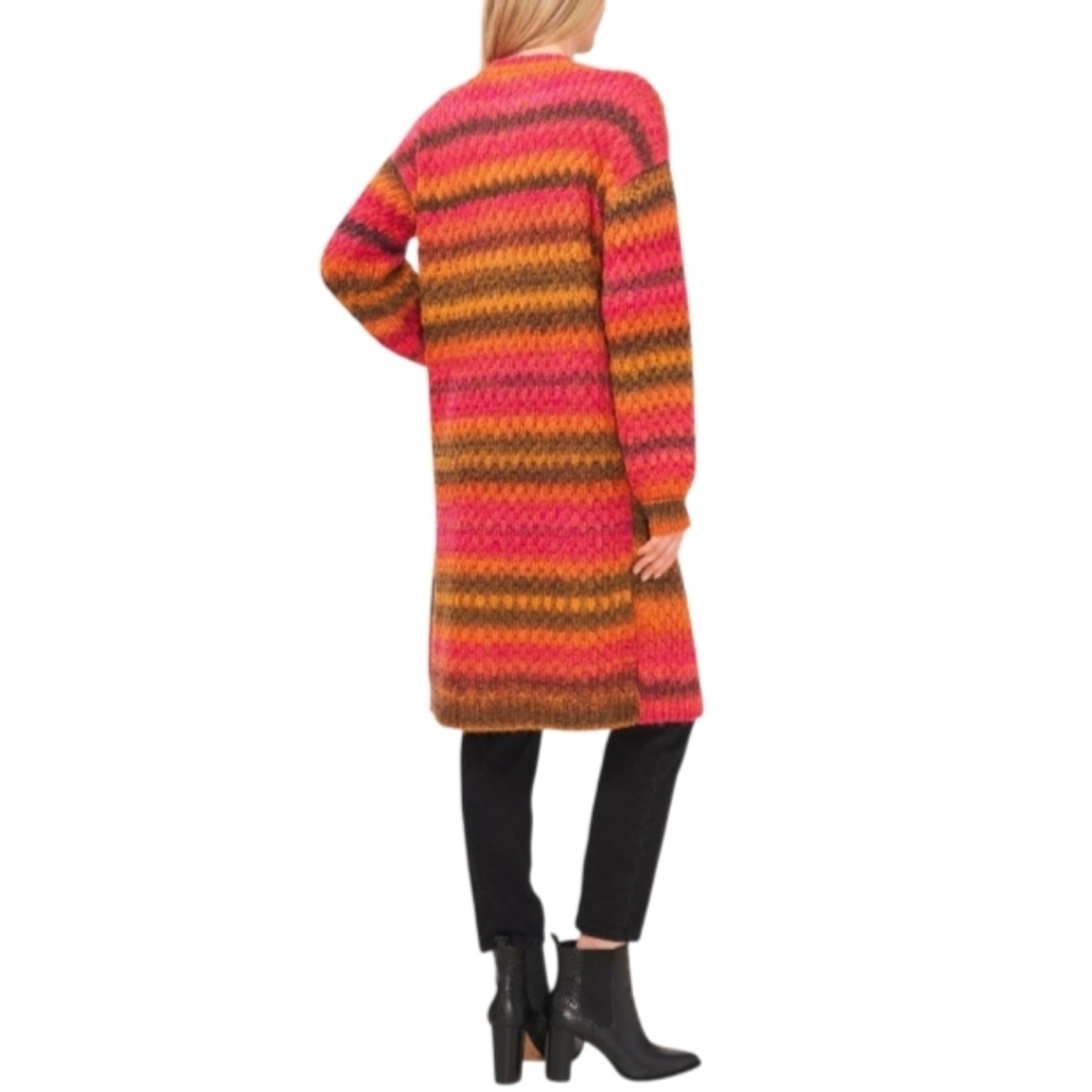 Vince Camuto Autumn Red Open-Front Long Sleeve Duster Cardigan Women Size Small - Picture 4 of 16